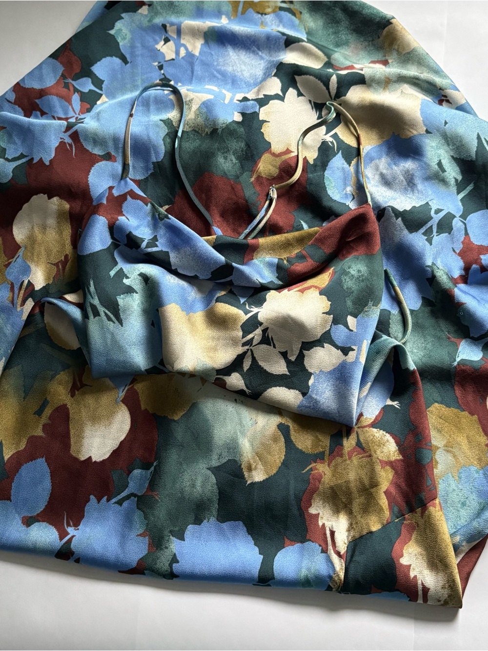 12th Tribe Floral Blue Multi Slip Maxi Dress with Side Slit - Picture 7 of 9